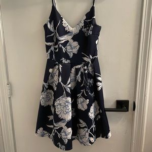 Navy blue floral spaghetti strap dress